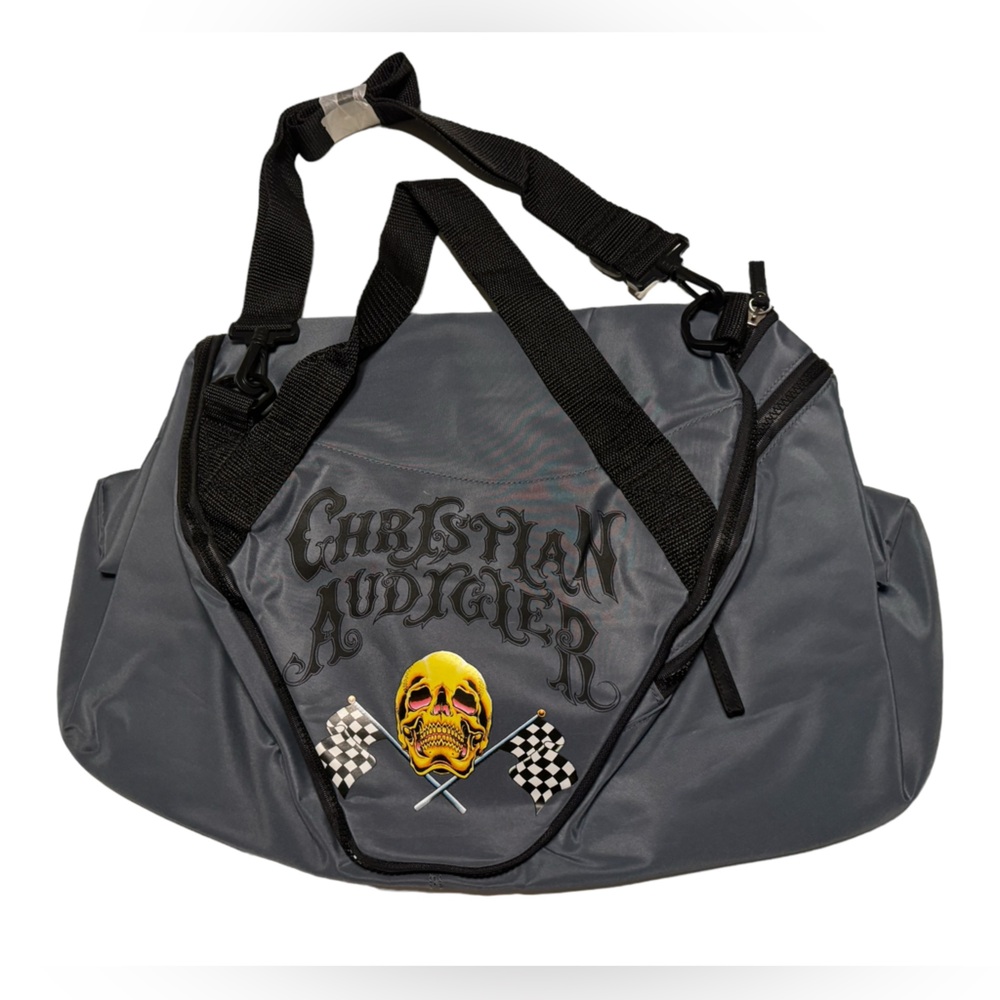 Nice Christian Audigier Ed Hardy Von Dutch Gray Duffel Gym Bag Overnighter MINT